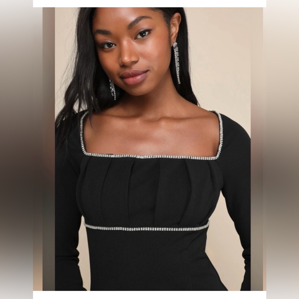 Lulu's Black Dress with Gem Details - Picture 3 of 8